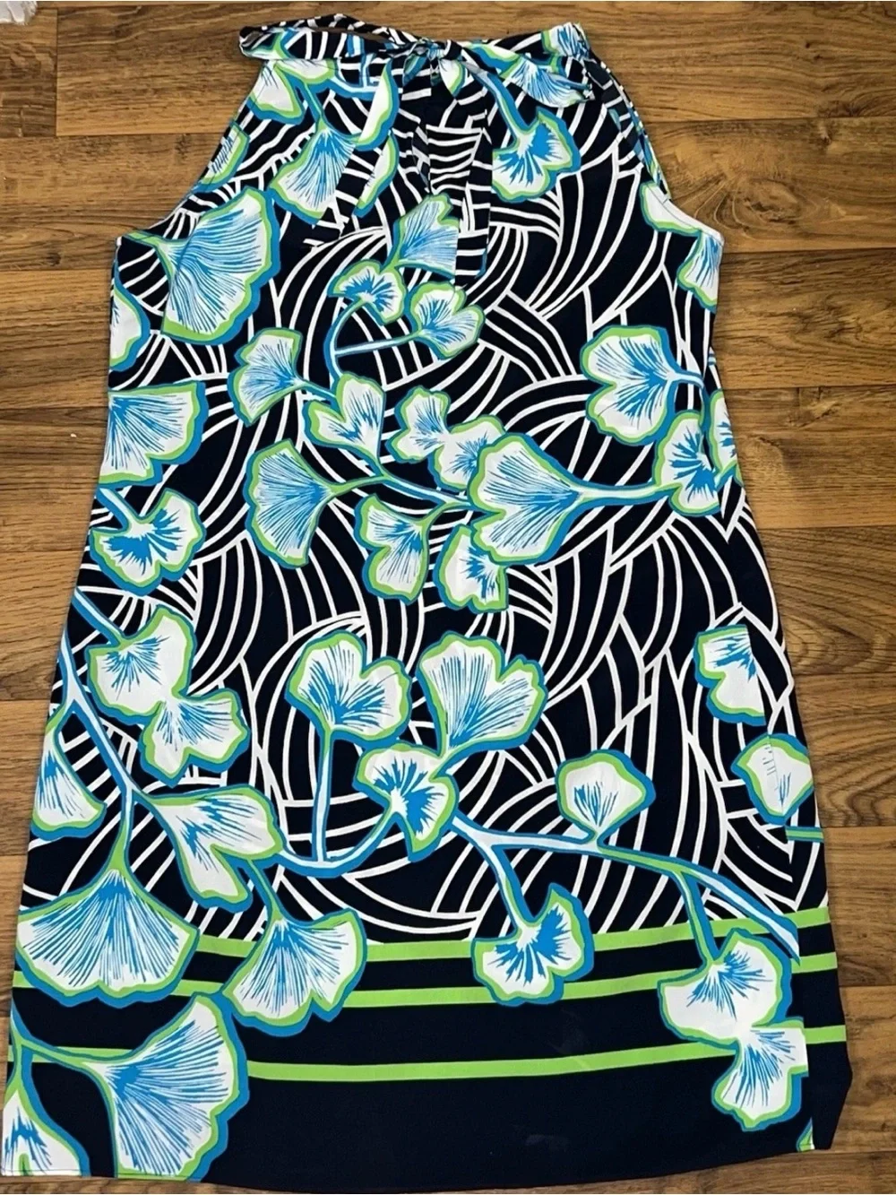 Crown & Ivy Floral Halter Tie Neck Sleeveless Lightweight Shift Dress L - Picture 5 of 7